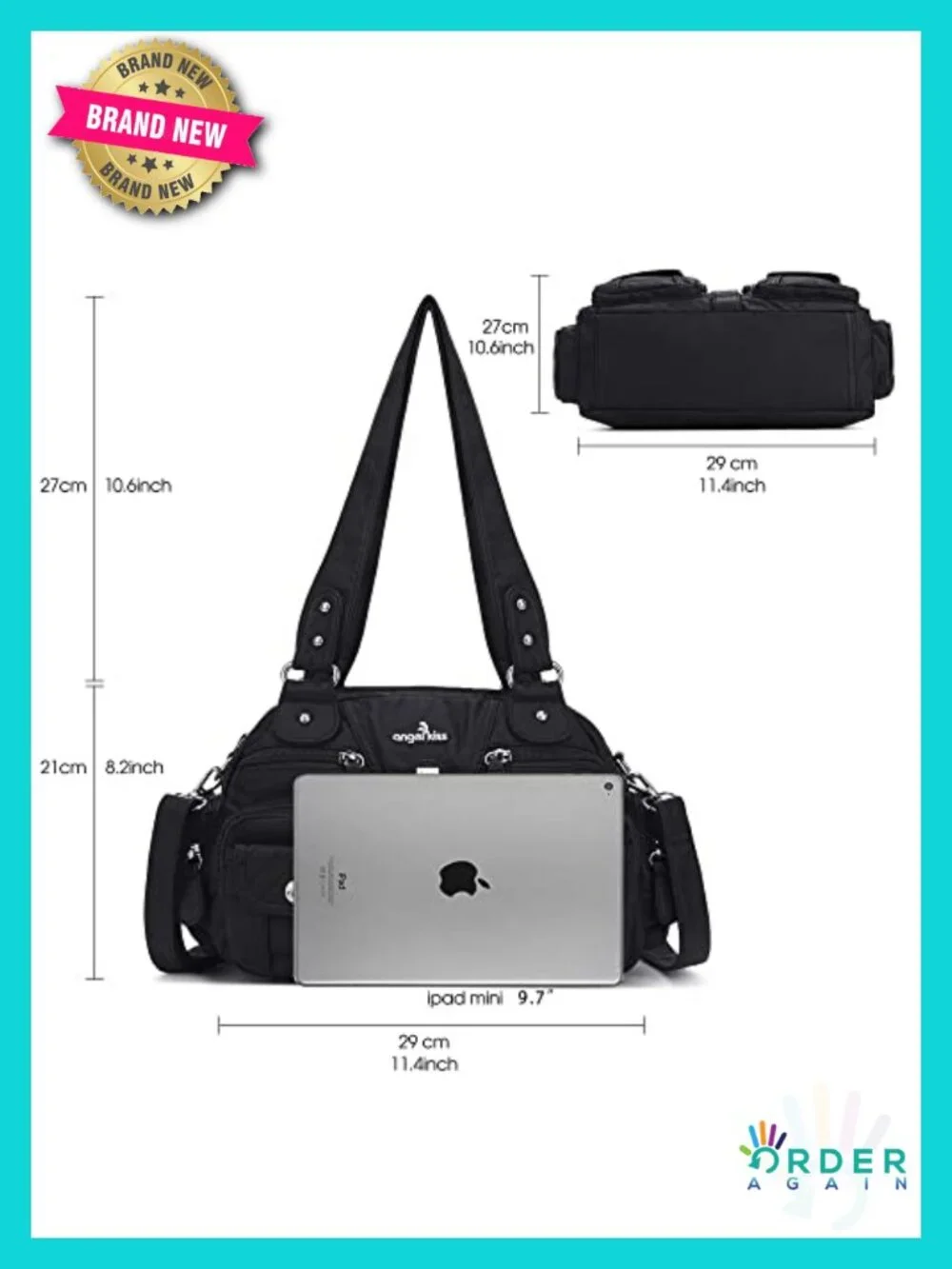 Faux Leather Hobo Crossbody Bag with Removable Strap Soft Multipocket